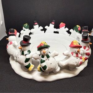 PartyLite Frolicking Frosty's 3-wick Candle Holder Style P7436
